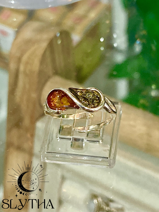 Bague Ambre de la Baltique - Argent 925 - Réglable