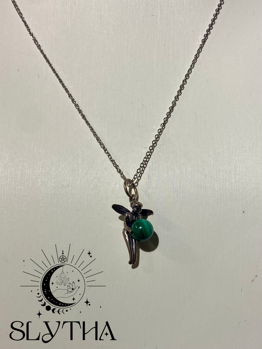 Collier Fée en Malachite - Acier Inoxydable