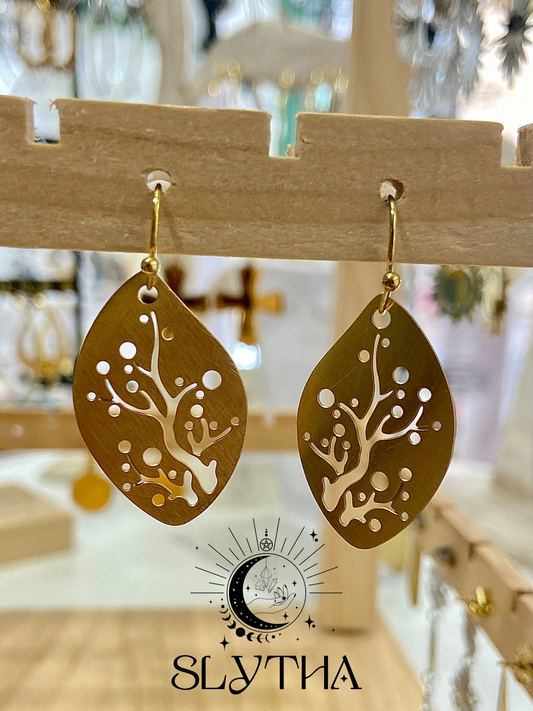 Boucles d'oreilles Feuilles en acier inoxydable