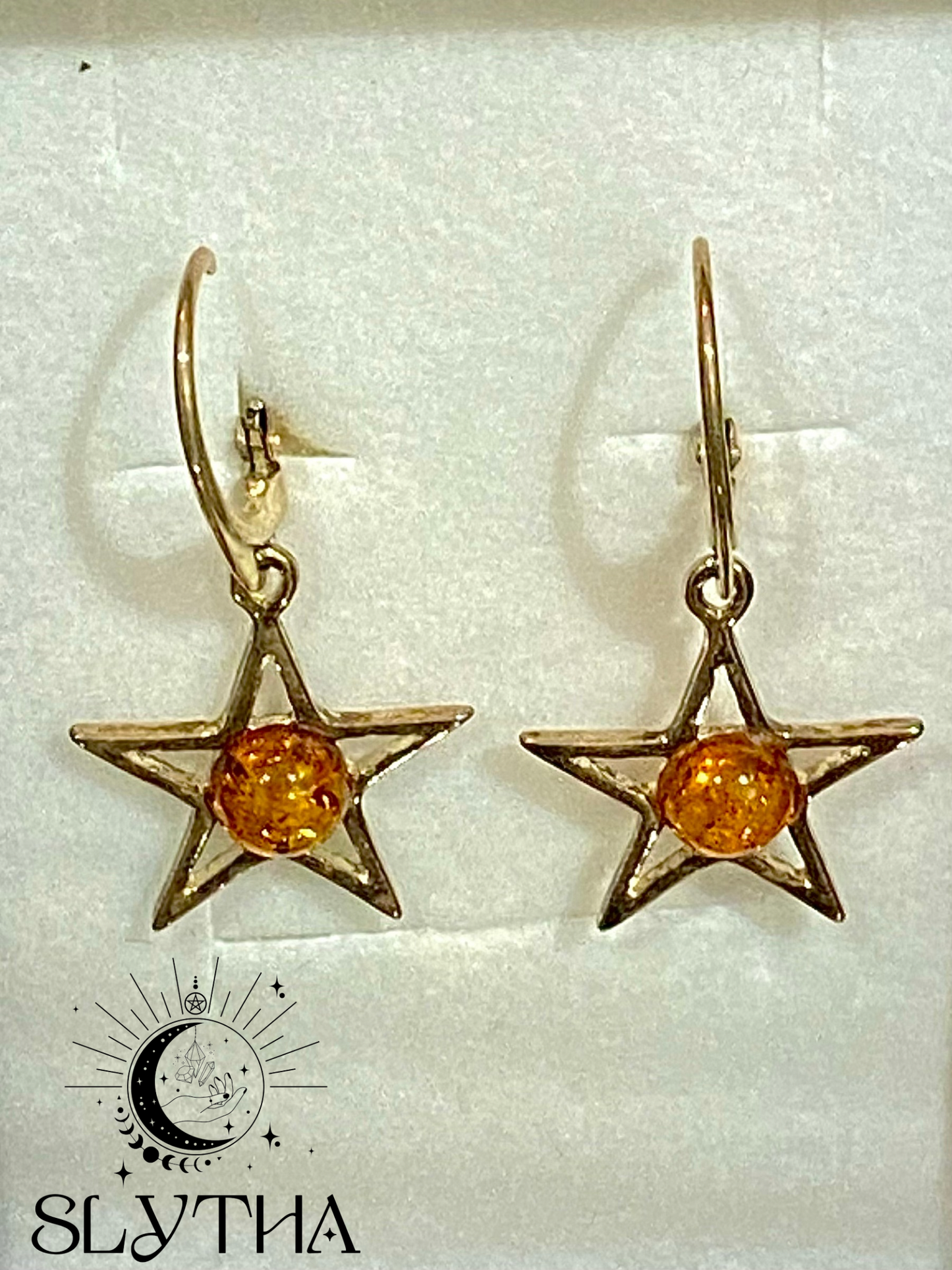 Boucles d’oreilles en ambre Étoile - Argent 925