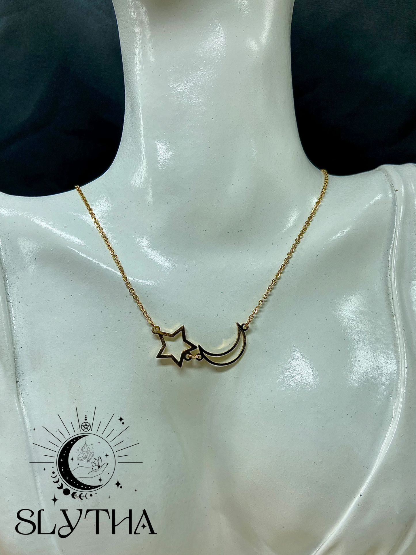 Collier Étoile/Lune en acier inoxydable