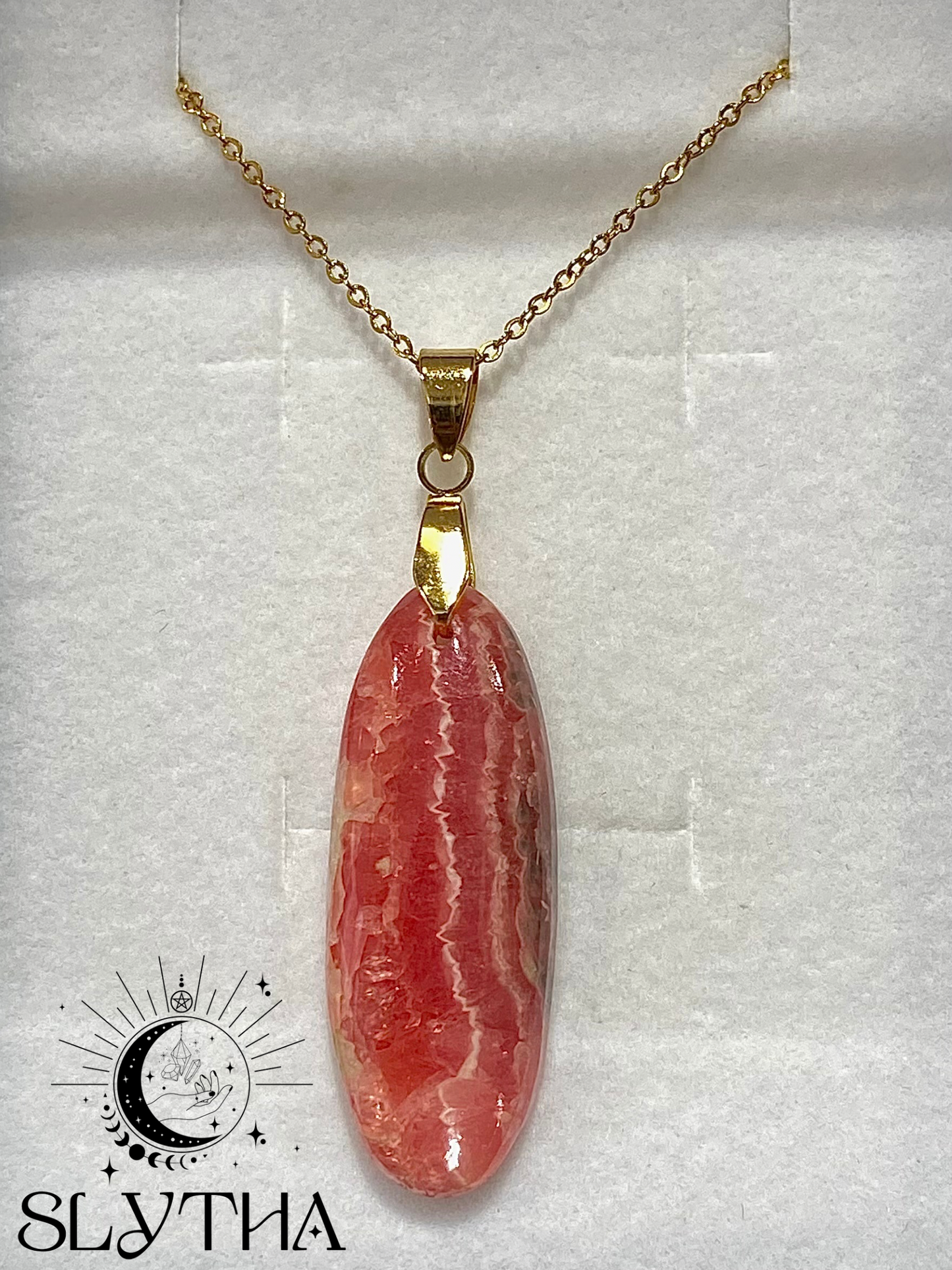 Collier en Rhodochrosite - Acier Inoxydable