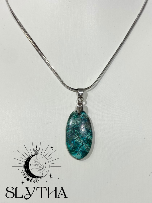 Collier en Chrysocolle - Acier Inoxydable