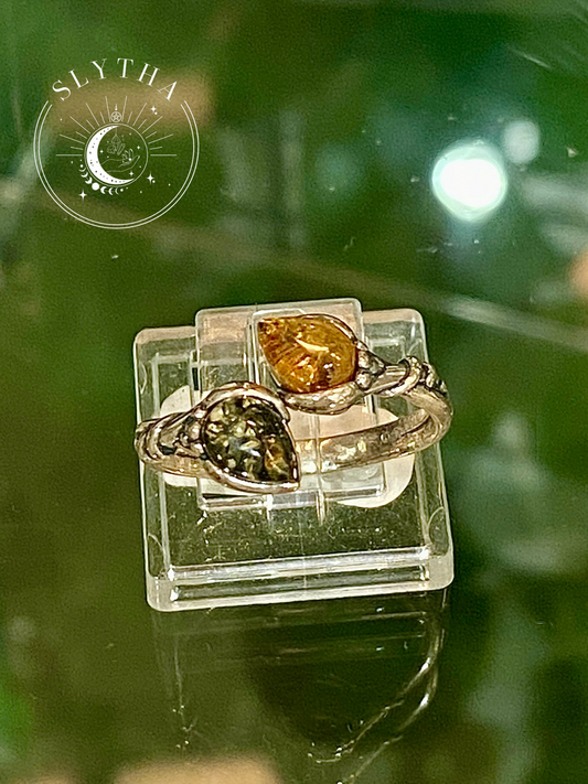 Bague Ambre de la Baltique - Argent 925 - Réglable